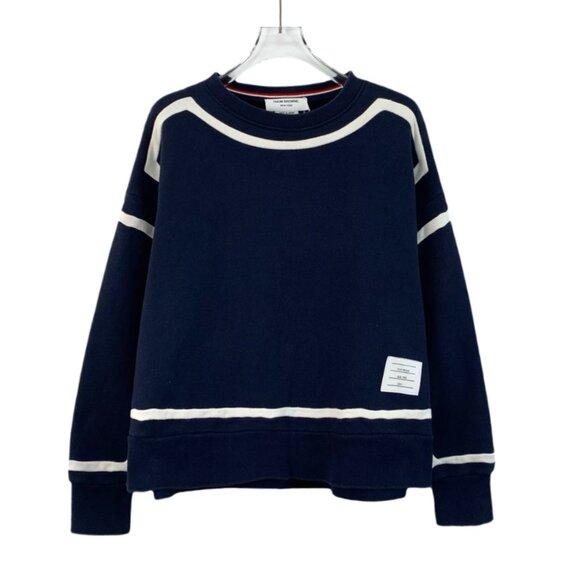 Thom Browne Navy Blue Cotton Long Sleeve Sweatshirt